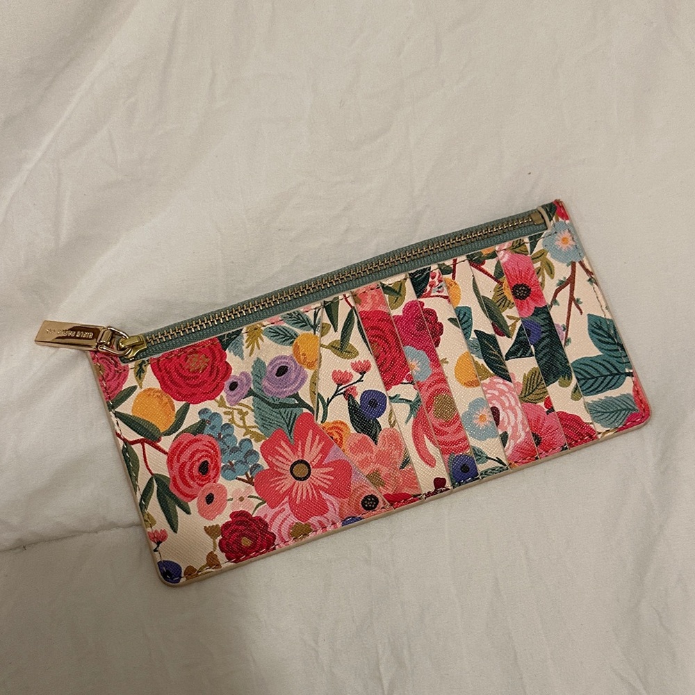 Rifle Paper Co. Floral Wallet with Pink and Green Accents